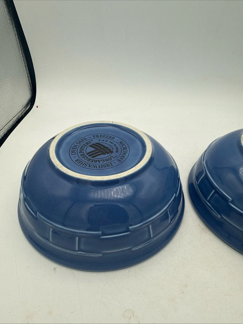 Set of 2 Longaberger Woven Traditions Cornflower Blue Coupe Cereal Bowls 6 7/8